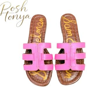 Sam Edelman Bettie Hot Pink Slide Sandals Size 5.5 Coastal Summer Resort